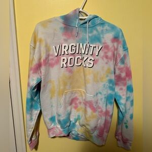 Virginity Rocks tie-dye hoodie, Small